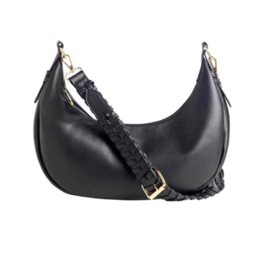 Jules Kae Crossbody Bag Women OS Black Excellent Braided Vegan Leather Hobo